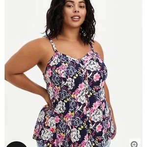 Torrid Size 1 Navy Floral Fit & Flare Cami NWT